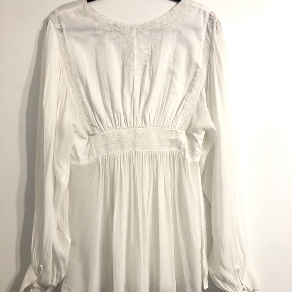 Free People Embroidered Long Sleep Blouse - Picture 2 of 6